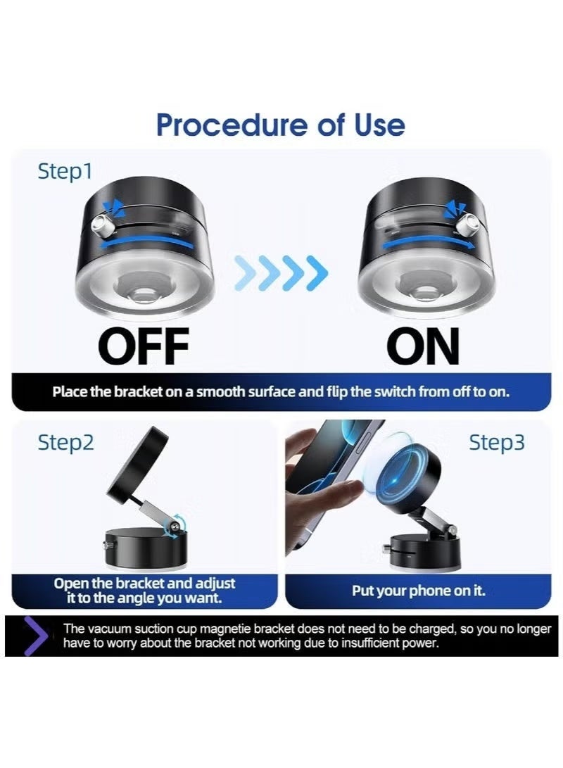 Arabest Vacuum Magnetic Phone Holder, Suction Cup Phone Mount, Foldable Strong Magnetic Cell Phone Holder for Car/Gym/Mirror/Smooth Surface, Compatible with Magsafe iPhone, car phone holder, car mobile holder, mobile holder in car, car mobile holder magnetic, magnetic phone holder - Image 5